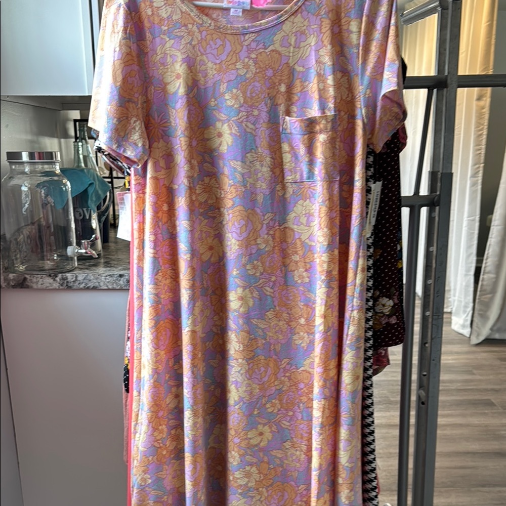 Floral Print Dress in Purple and Orange